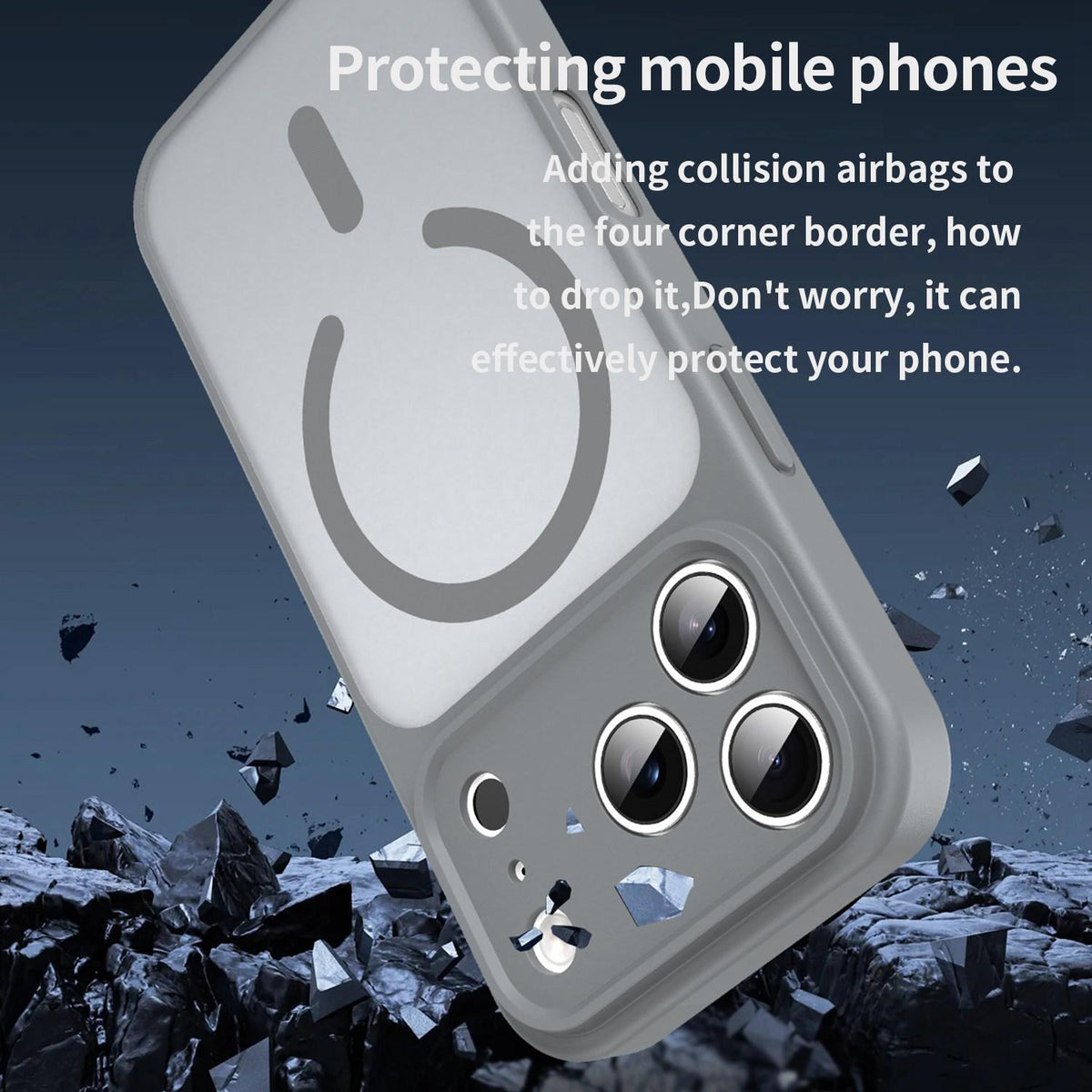 For iPhone 17 Pro Fanying Series Precision Camera Hole PC Hybrid TPU Translucent Frosted Magnetic Phone Case - Silver Grey - EDA009893319F
