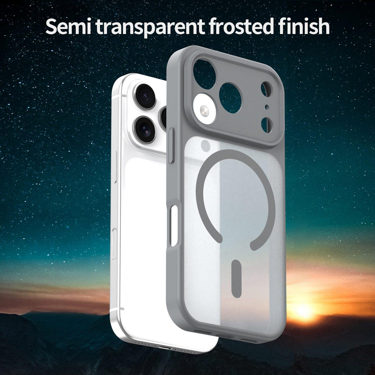 For iPhone 17 Pro Fanying Series Precision Camera Hole PC Hybrid TPU Translucent Frosted Magnetic Phone Case - Silver Grey - EDA009893319F