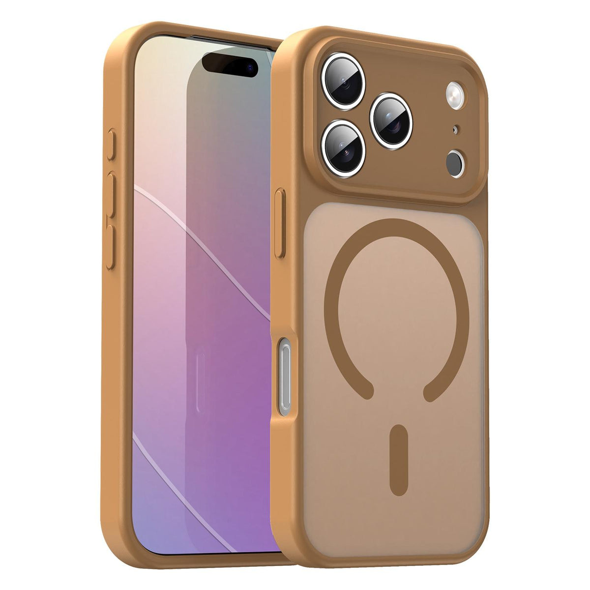 For iPhone 17 Pro Fanying Series Precision Camera Hole PC Hybrid TPU Translucent Frosted Magnetic Phone Case - Desert Gold - EDA009893319G