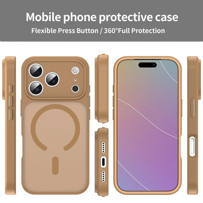 For iPhone 17 Pro Fanying Series Precision Camera Hole PC Hybrid TPU Translucent Frosted Magnetic Phone Case - Desert Gold - EDA009893319G