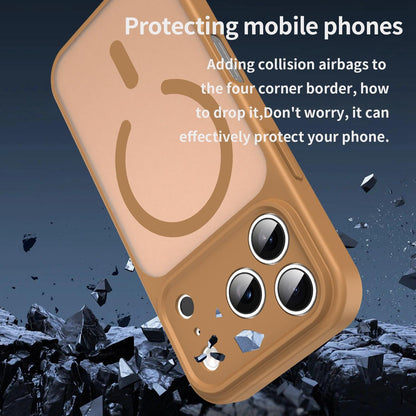 For iPhone 17 Pro Fanying Series Precision Camera Hole PC Hybrid TPU Translucent Frosted Magnetic Phone Case - Desert Gold - EDA009893319G