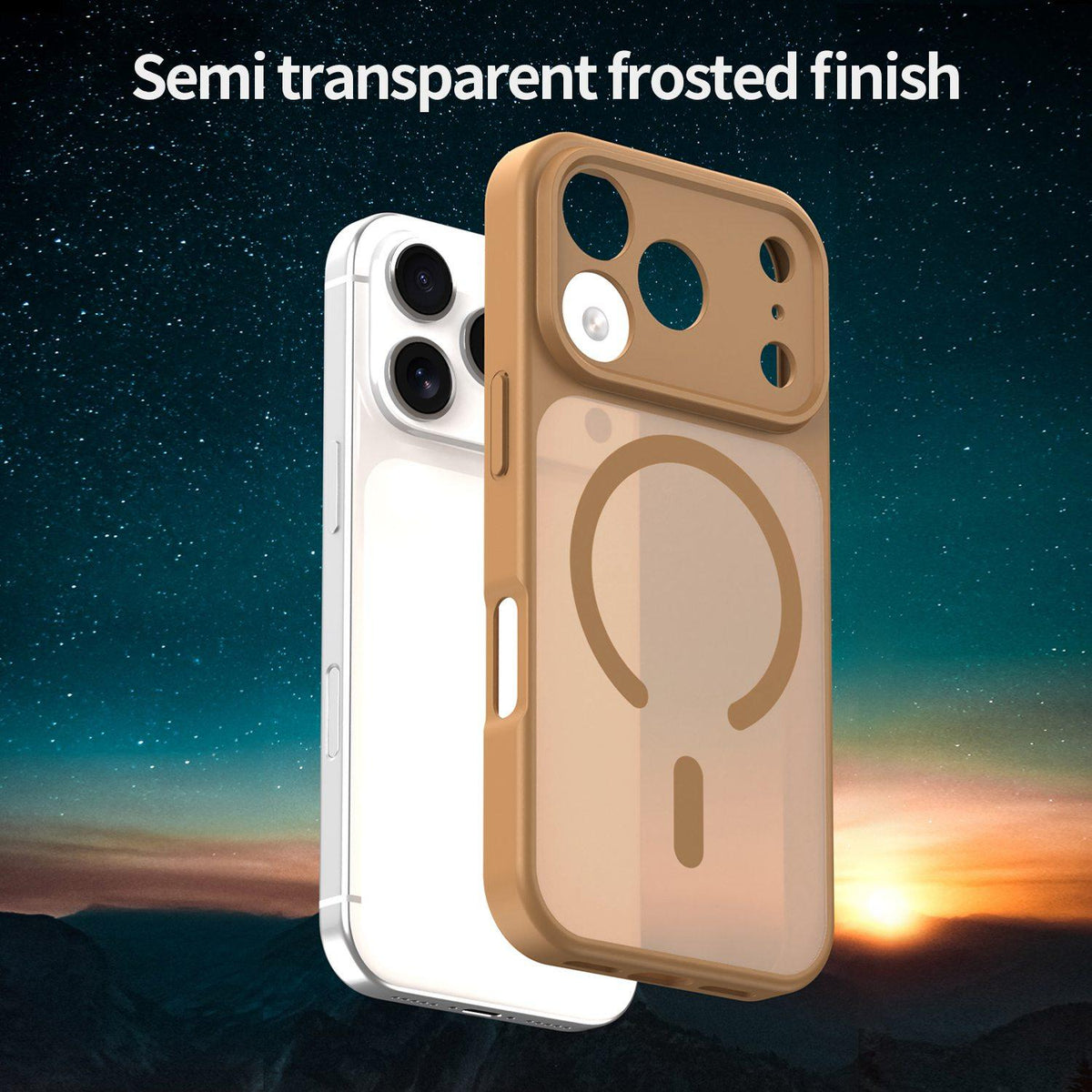 For iPhone 17 Pro Fanying Series Precision Camera Hole PC Hybrid TPU Translucent Frosted Magnetic Phone Case - Desert Gold - EDA009893319G