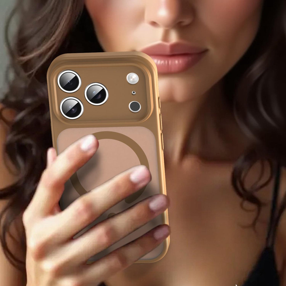 For iPhone 17 Pro Fanying Series Precision Camera Hole PC Hybrid TPU Translucent Frosted Magnetic Phone Case - Desert Gold - EDA009893319G