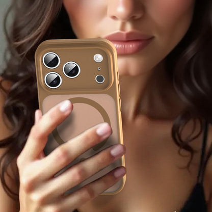 For iPhone 17 Pro Fanying Series Precision Camera Hole PC Hybrid TPU Translucent Frosted Magnetic Phone Case - Desert Gold - EDA009893319G