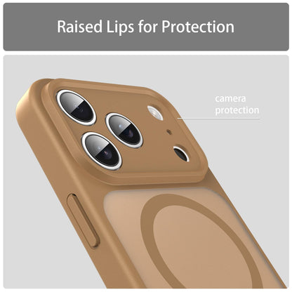 For iPhone 17 Pro Fanying Series Precision Camera Hole PC Hybrid TPU Translucent Frosted Magnetic Phone Case - Desert Gold - EDA009893319G