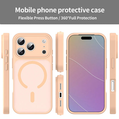 For iPhone 17 Pro Fanying Series Precision Camera Hole PC Hybrid TPU Translucent Frosted Magnetic Phone Case - Rouge Powder - EDA009893319I