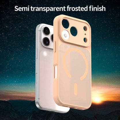 For iPhone 17 Pro Fanying Series Precision Camera Hole PC Hybrid TPU Translucent Frosted Magnetic Phone Case - Rouge Powder - EDA009893319I