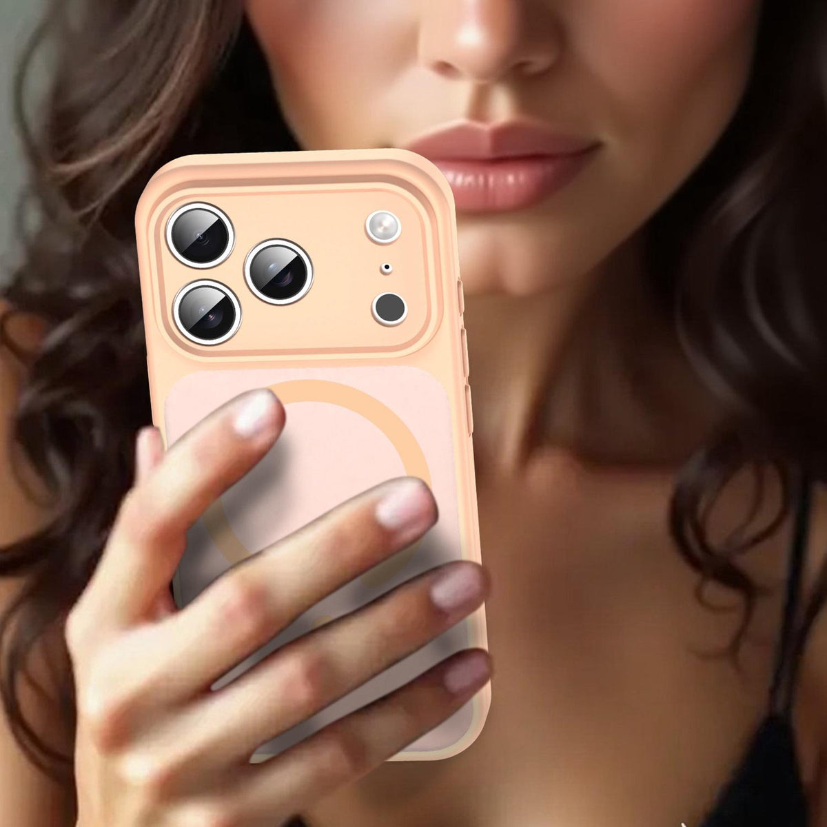 For iPhone 17 Pro Fanying Series Precision Camera Hole PC Hybrid TPU Translucent Frosted Magnetic Phone Case - Rouge Powder - EDA009893319I