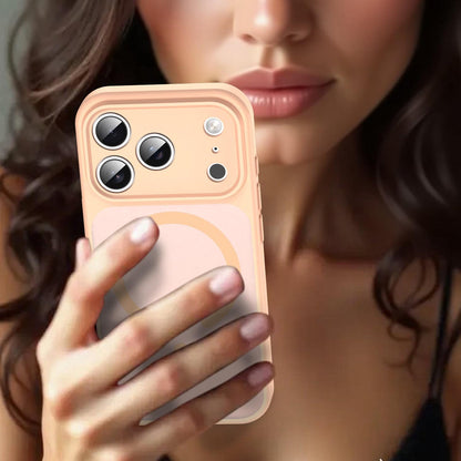 For iPhone 17 Pro Fanying Series Precision Camera Hole PC Hybrid TPU Translucent Frosted Magnetic Phone Case - Rouge Powder - EDA009893319I