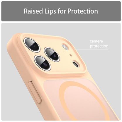 For iPhone 17 Pro Fanying Series Precision Camera Hole PC Hybrid TPU Translucent Frosted Magnetic Phone Case - Rouge Powder - EDA009893319I