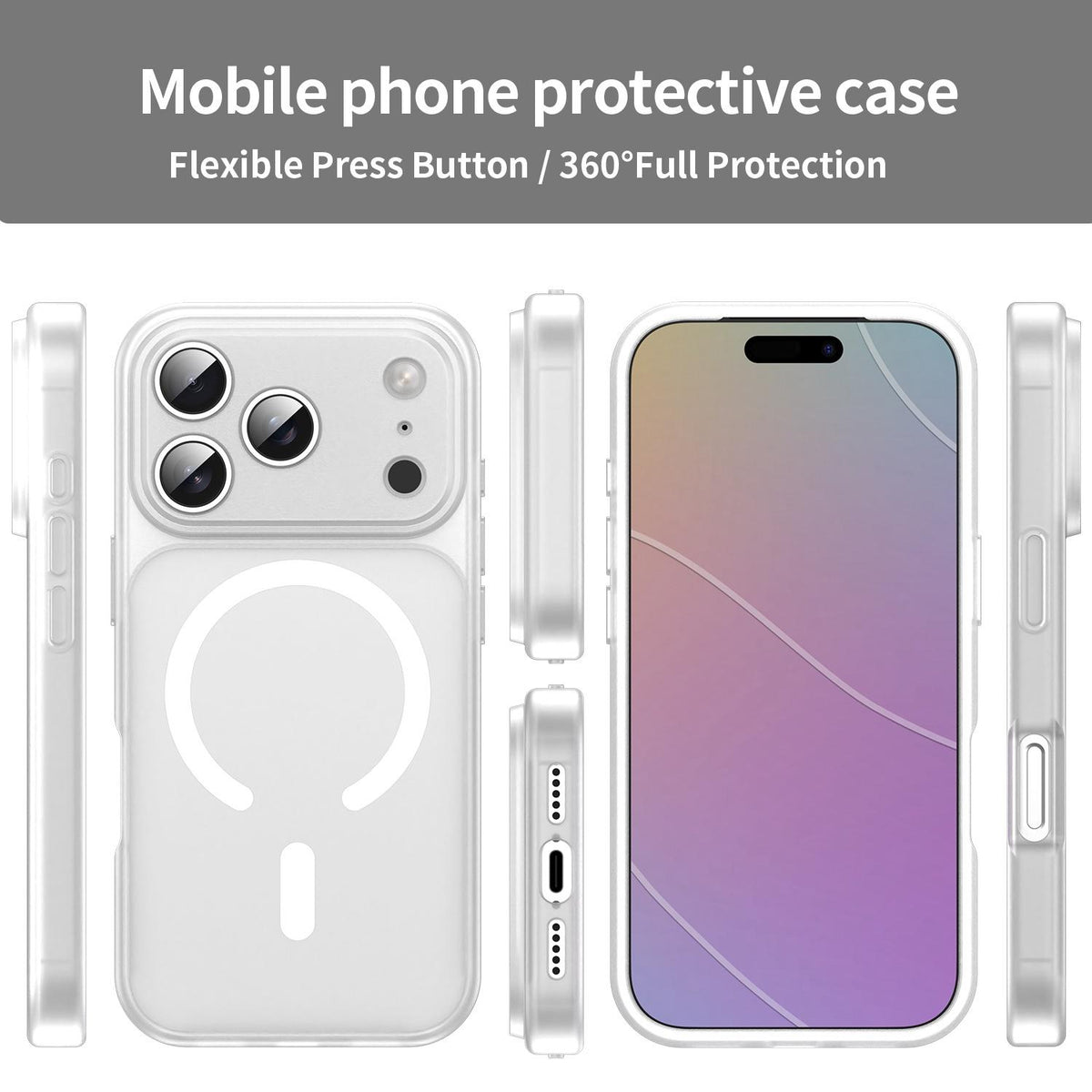 For iPhone 17 Pro Fanying Series Precision Camera Hole PC Hybrid TPU Translucent Frosted Magnetic Phone Case - Matte White - EDA009893319J