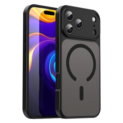 For iPhone 18 Pro Max Fanying Series Precision Camera Hole PC Hybrid TPU Translucent Frosted Magnetic Phone Case - Translucent Black - EDA009893321A