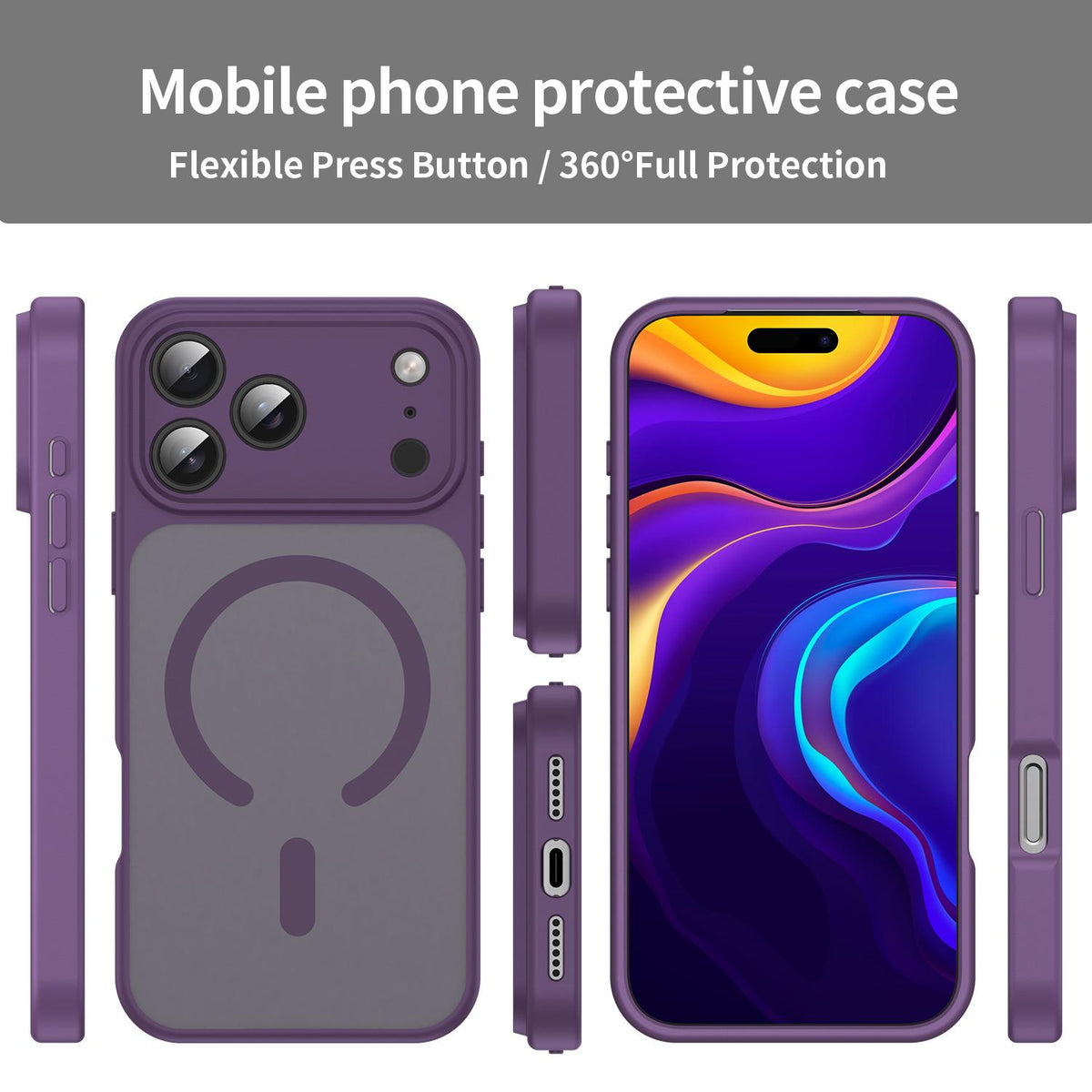 For iPhone 18 Pro Max Fanying Series Precision Camera Hole PC Hybrid TPU Translucent Frosted Magnetic Phone Case - Crystal Purple - EDA009893321B