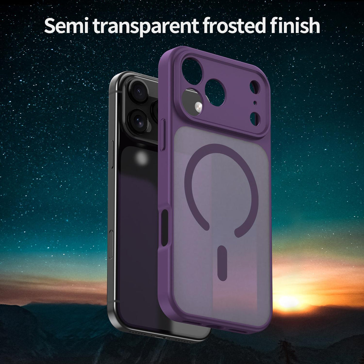 For iPhone 18 Pro Max Fanying Series Precision Camera Hole PC Hybrid TPU Translucent Frosted Magnetic Phone Case - Crystal Purple - EDA009893321B