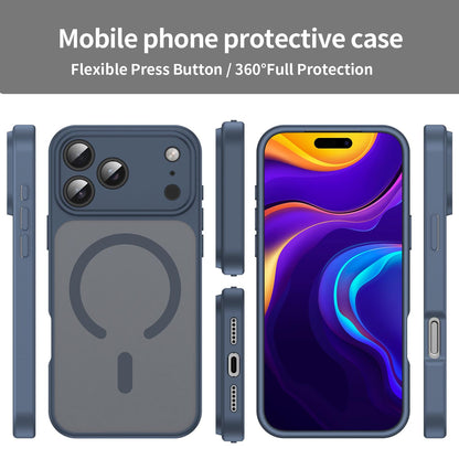 For iPhone 18 Pro Max Fanying Series Precision Camera Hole PC Hybrid TPU Translucent Frosted Magnetic Phone Case - Cyan Blue - EDA009893321C