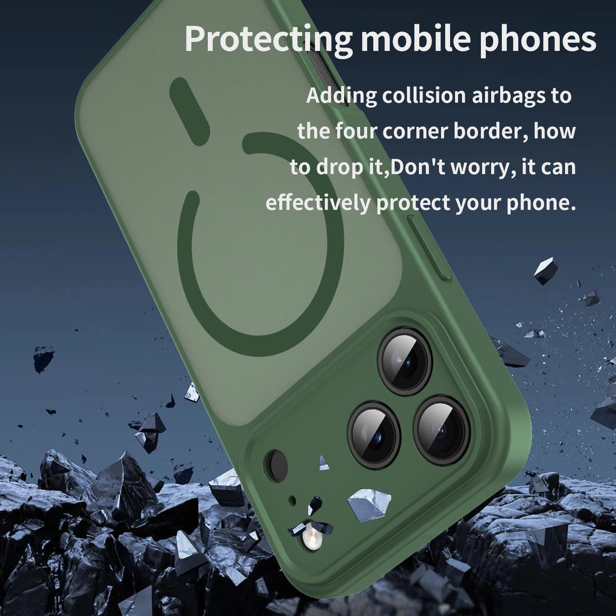 For iPhone 18 Pro Max Fanying Series Precision Camera Hole PC Hybrid TPU Translucent Frosted Magnetic Phone Case - Olive Green - EDA009893321D