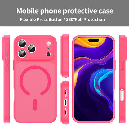 For iPhone 18 Pro Max Fanying Series Precision Camera Hole PC Hybrid TPU Translucent Frosted Magnetic Phone Case - Rose Red - EDA009893321E