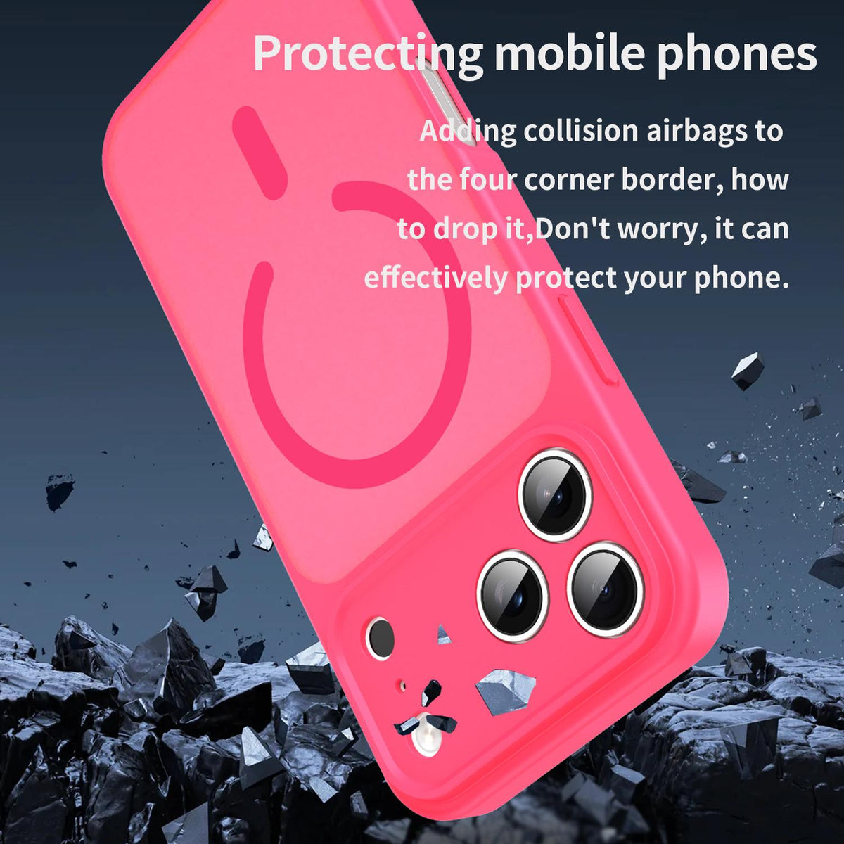 For iPhone 18 Pro Max Fanying Series Precision Camera Hole PC Hybrid TPU Translucent Frosted Magnetic Phone Case - Rose Red - EDA009893321E