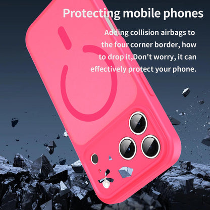 For iPhone 18 Pro Max Fanying Series Precision Camera Hole PC Hybrid TPU Translucent Frosted Magnetic Phone Case - Rose Red - EDA009893321E