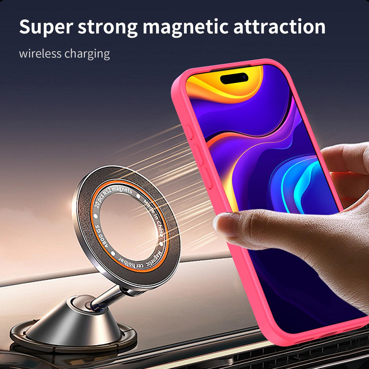 For iPhone 18 Pro Max Fanying Series Precision Camera Hole PC Hybrid TPU Translucent Frosted Magnetic Phone Case - Rose Red - EDA009893321E