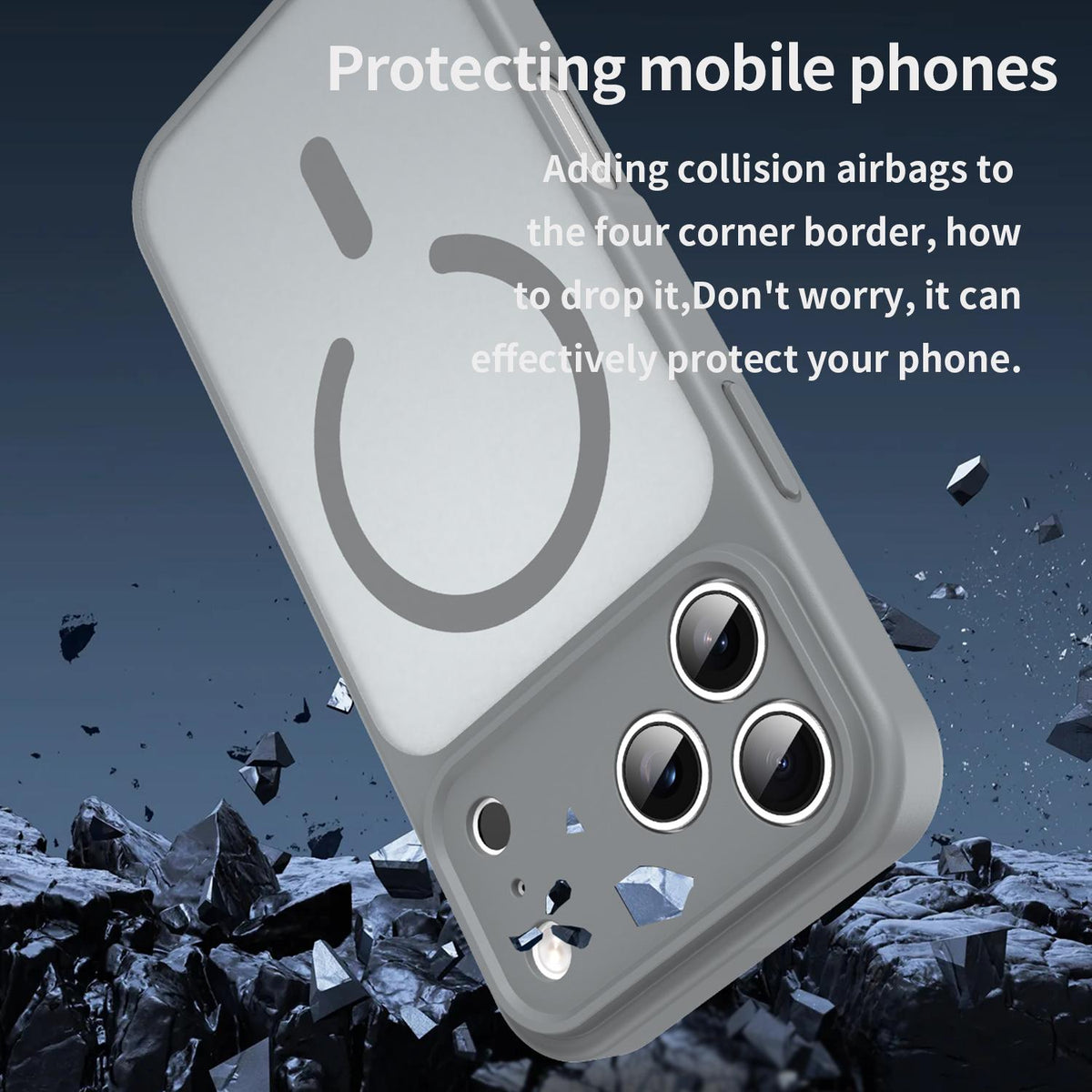 For iPhone 18 Pro Max Fanying Series Precision Camera Hole PC Hybrid TPU Translucent Frosted Magnetic Phone Case - Silver Grey - EDA009893321F