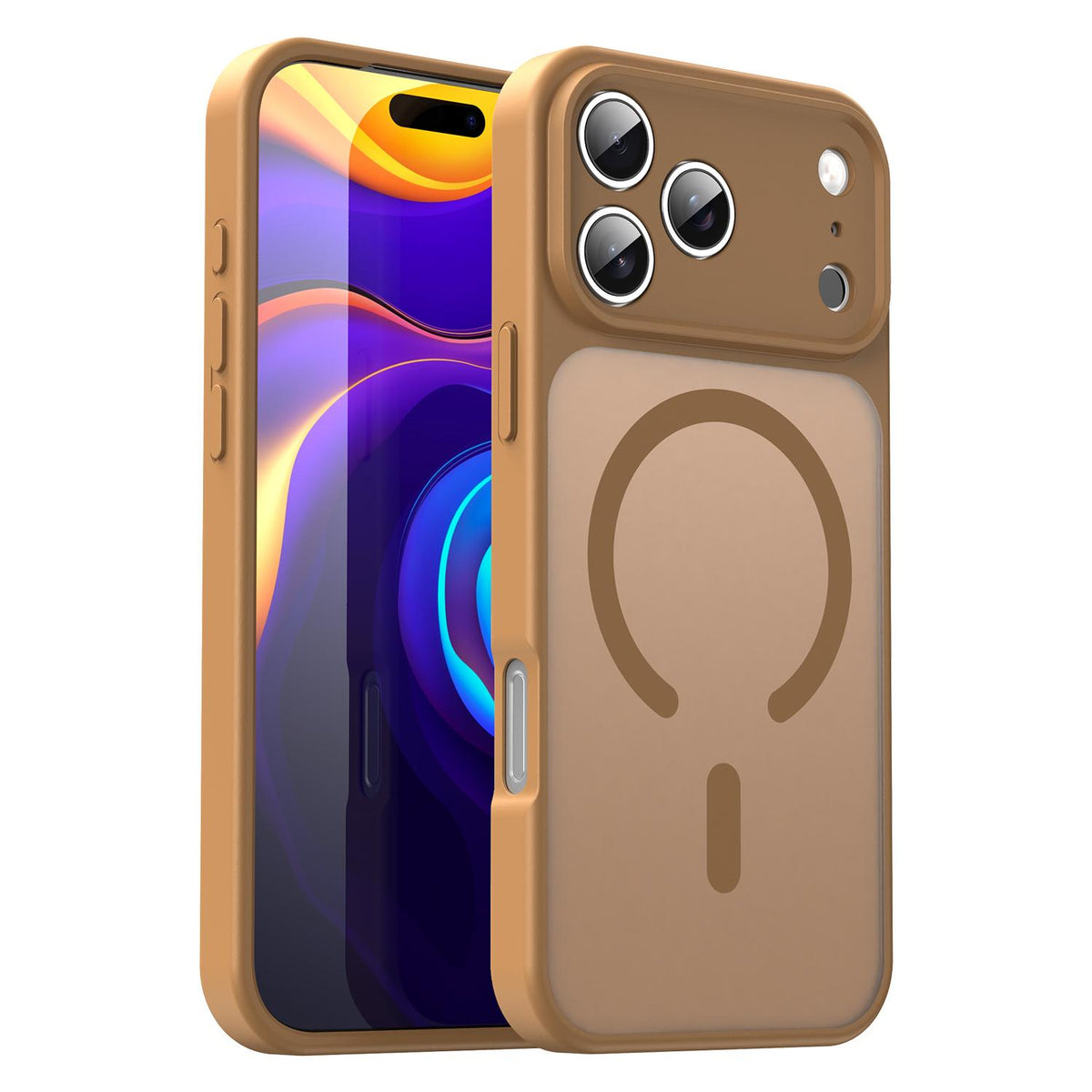 For iPhone 18 Pro Max Fanying Series Precision Camera Hole PC Hybrid TPU Translucent Frosted Magnetic Phone Case - Desert Gold - EDA009893321G