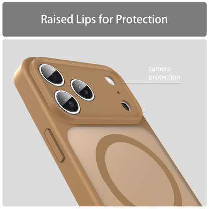 For iPhone 18 Pro Max Fanying Series Precision Camera Hole PC Hybrid TPU Translucent Frosted Magnetic Phone Case - Desert Gold - EDA009893321G