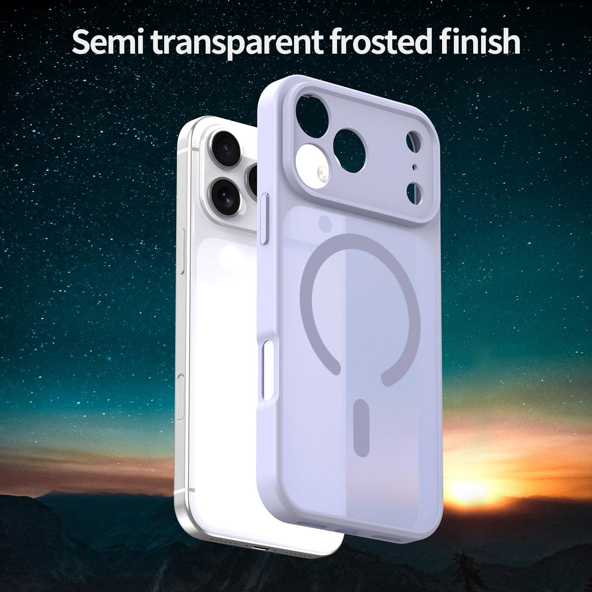 For iPhone 18 Pro Max Fanying Series Precision Camera Hole PC Hybrid TPU Translucent Frosted Magnetic Phone Case - Lavender - EDA009893321H