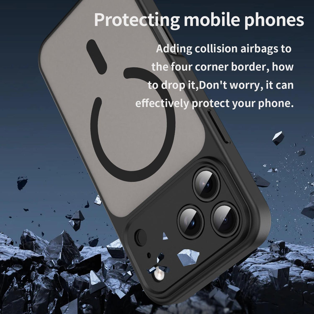 For iPhone 18 Pro Fanying Series Precision Camera Hole PC Hybrid TPU Translucent Frosted Magnetic Phone Case - Translucent Black - EDA009893322A