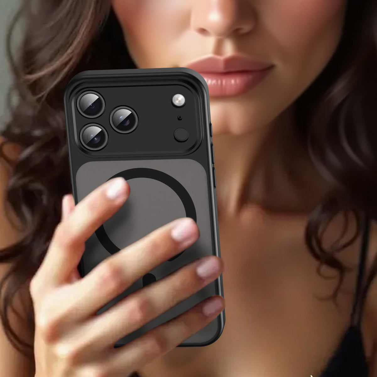 For iPhone 18 Pro Fanying Series Precision Camera Hole PC Hybrid TPU Translucent Frosted Magnetic Phone Case - Translucent Black - EDA009893322A