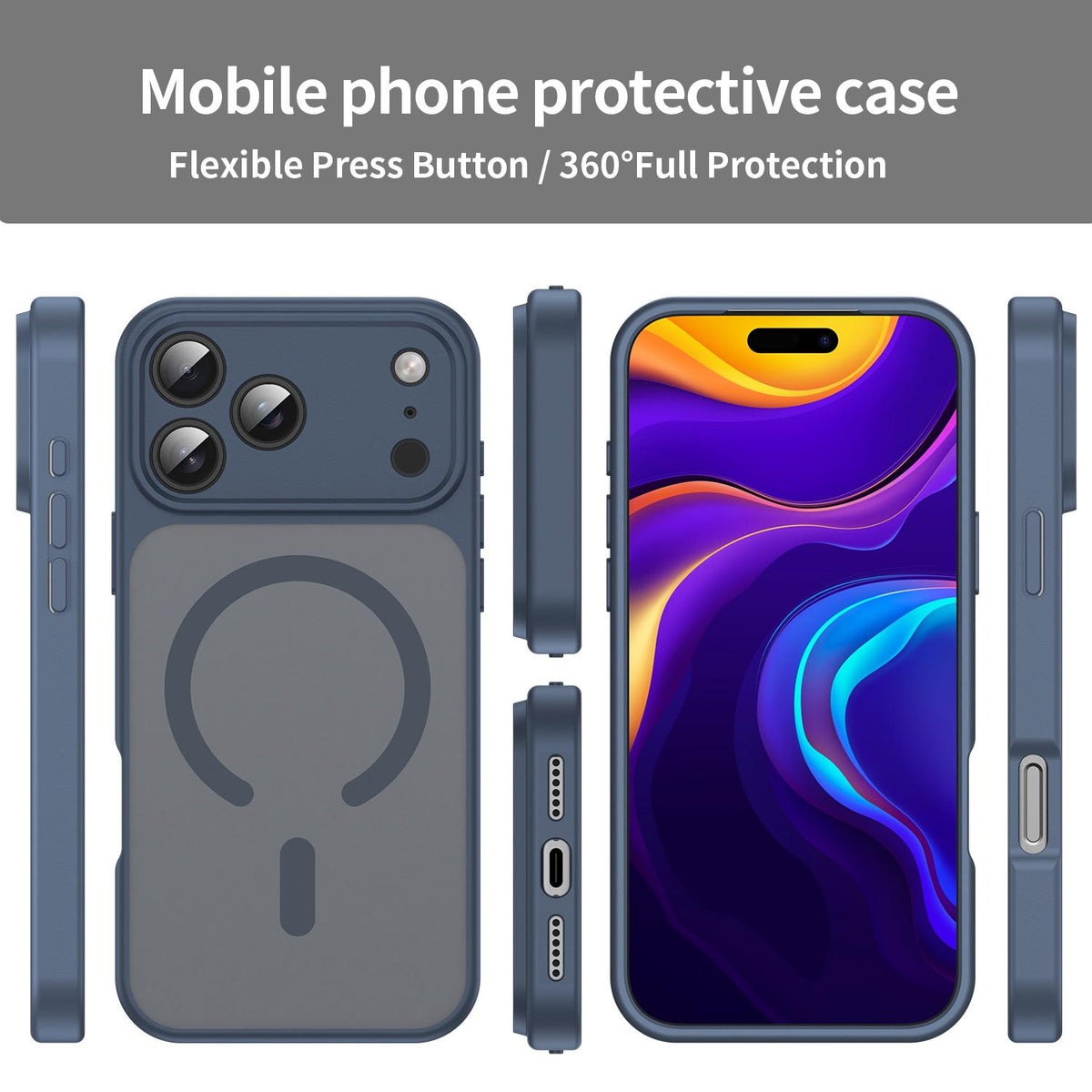 For iPhone 18 Pro Fanying Series Precision Camera Hole PC Hybrid TPU Translucent Frosted Magnetic Phone Case - Cyan Blue - EDA009893322C