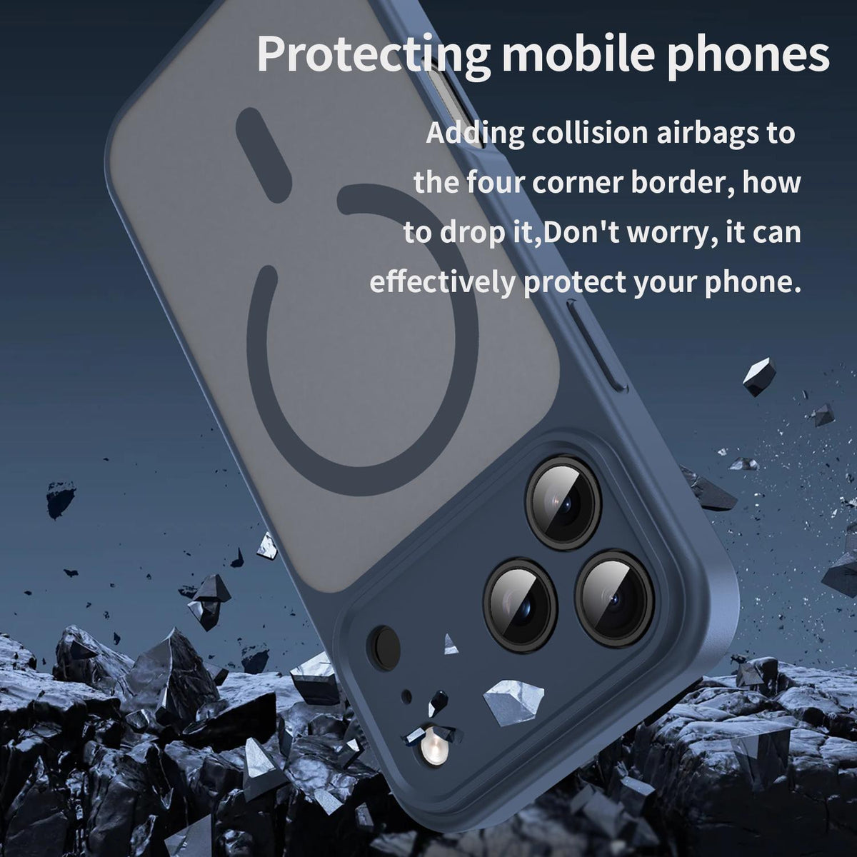 For iPhone 18 Pro Fanying Series Precision Camera Hole PC Hybrid TPU Translucent Frosted Magnetic Phone Case - Cyan Blue - EDA009893322C