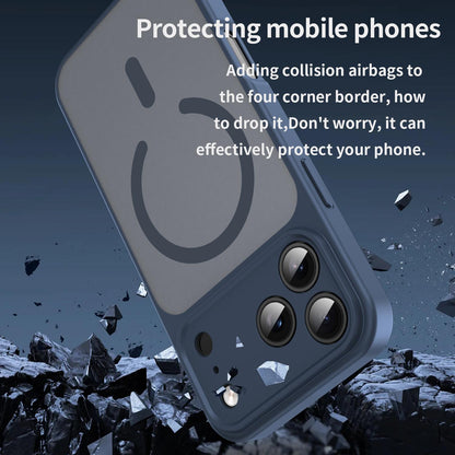 For iPhone 18 Pro Fanying Series Precision Camera Hole PC Hybrid TPU Translucent Frosted Magnetic Phone Case - Cyan Blue - EDA009893322C