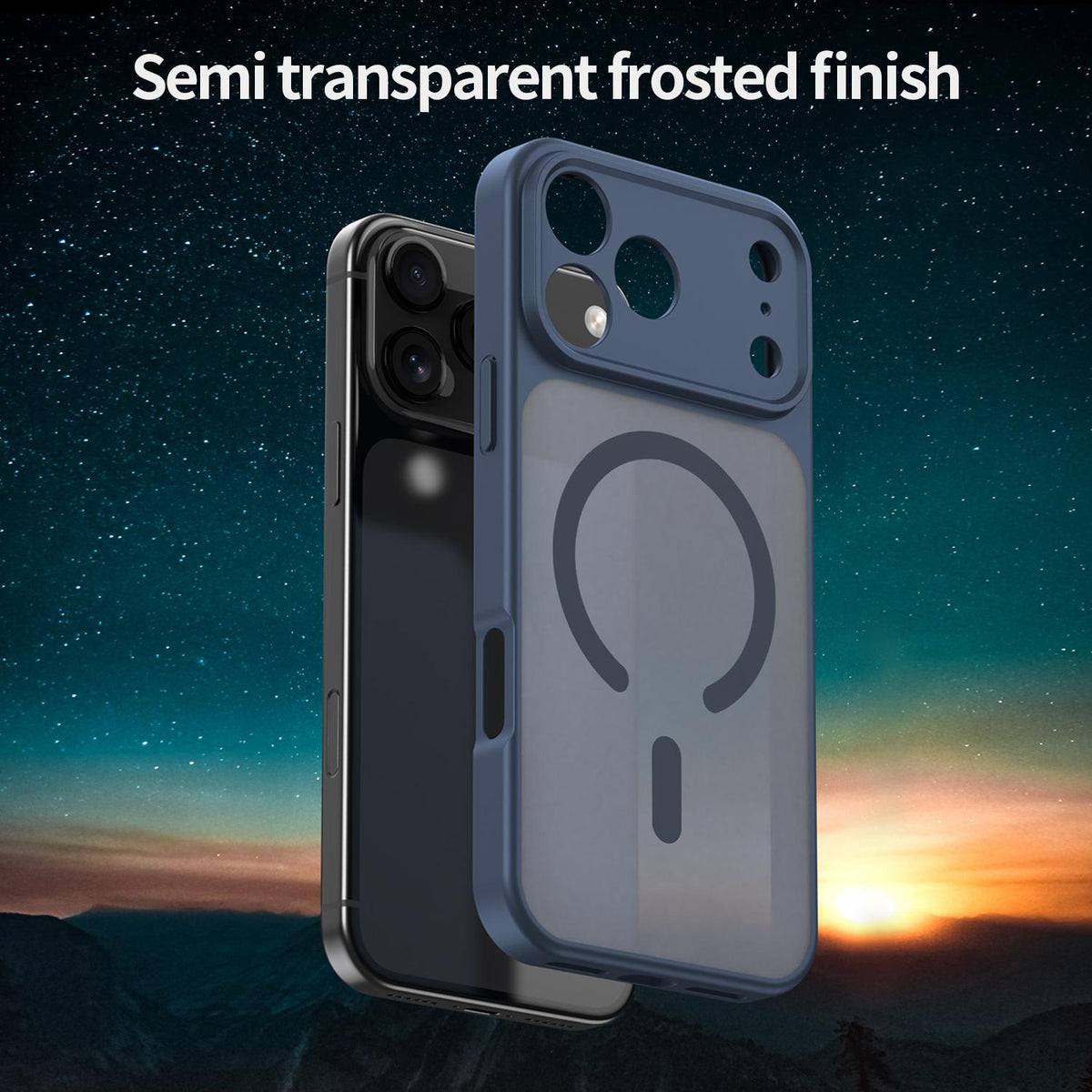 For iPhone 18 Pro Fanying Series Precision Camera Hole PC Hybrid TPU Translucent Frosted Magnetic Phone Case - Cyan Blue - EDA009893322C