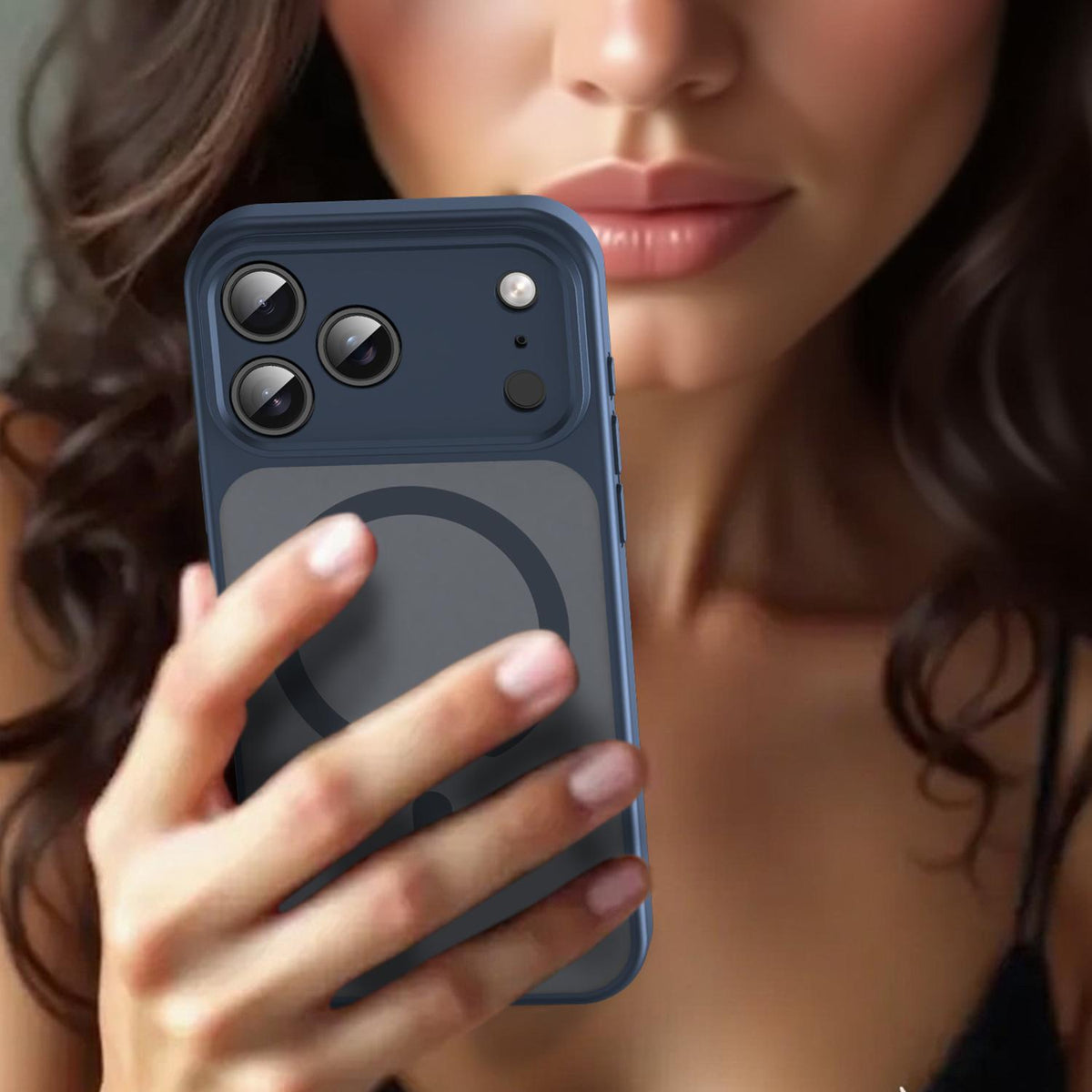 For iPhone 18 Pro Fanying Series Precision Camera Hole PC Hybrid TPU Translucent Frosted Magnetic Phone Case - Cyan Blue - EDA009893322C