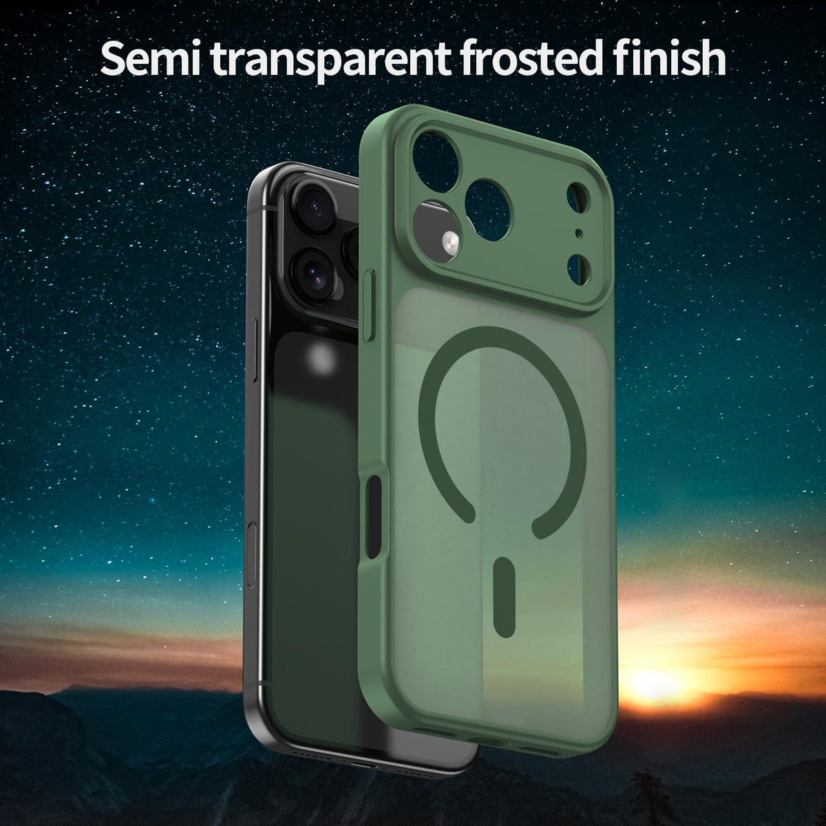 For iPhone 18 Pro Fanying Series Precision Camera Hole PC Hybrid TPU Translucent Frosted Magnetic Phone Case - Olive Green - EDA009893322D