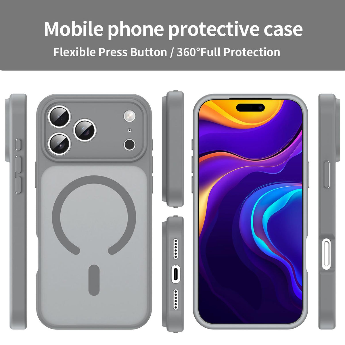 For iPhone 18 Pro Fanying Series Precision Camera Hole PC Hybrid TPU Translucent Frosted Magnetic Phone Case - Silver Grey - EDA009893322F