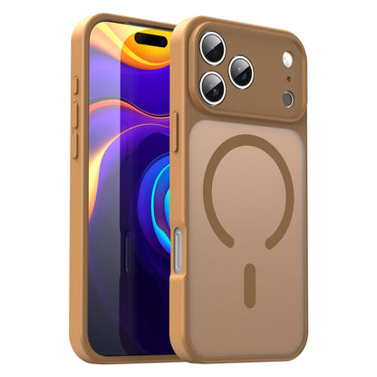 For iPhone 18 Pro Fanying Series Precision Camera Hole PC Hybrid TPU Translucent Frosted Magnetic Phone Case - Desert Gold - EDA009893322G