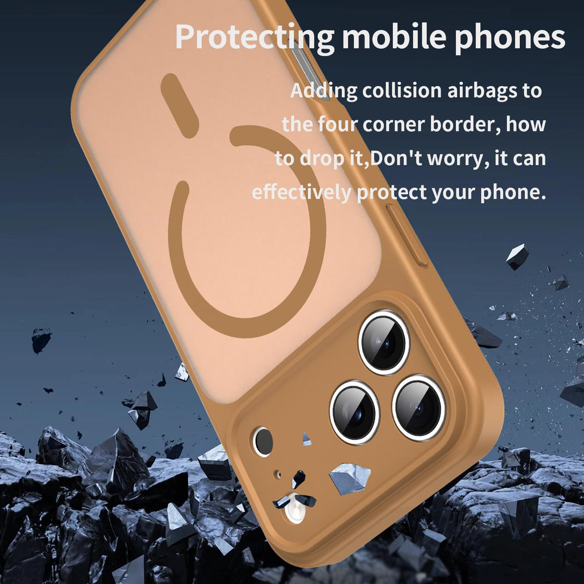 For iPhone 18 Pro Fanying Series Precision Camera Hole PC Hybrid TPU Translucent Frosted Magnetic Phone Case - Desert Gold - EDA009893322G