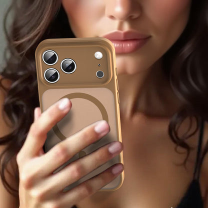 For iPhone 18 Pro Fanying Series Precision Camera Hole PC Hybrid TPU Translucent Frosted Magnetic Phone Case - Desert Gold - EDA009893322G