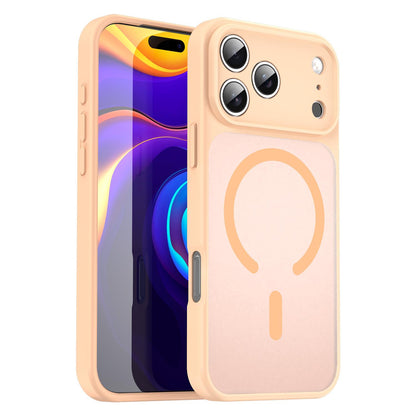 For iPhone 18 Pro Fanying Series Precision Camera Hole PC Hybrid TPU Translucent Frosted Magnetic Phone Case - Rouge Powder - EDA009893322I