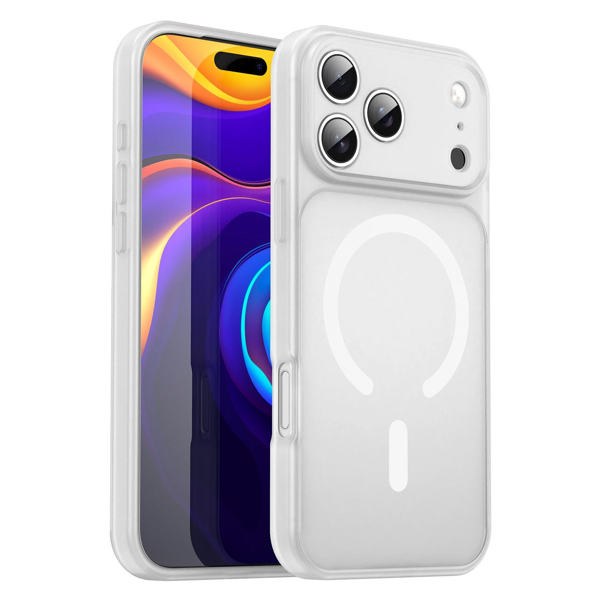 For iPhone 18 Pro Fanying Series Precision Camera Hole PC Hybrid TPU Translucent Frosted Magnetic Phone Case - Matte White - EDA009893322J