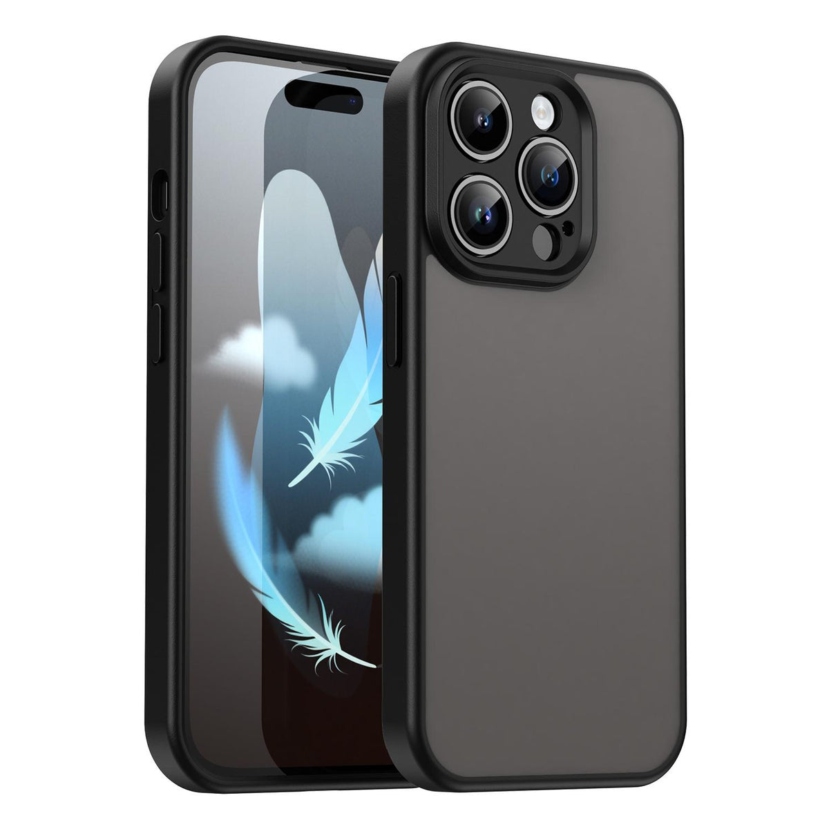 For iPhone 14 Pro Fanying Series Precision Camera Hole PC Hybrid TPU Translucent Frosted Phone Case - Translucent Black - EDA009893401A