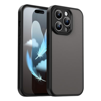For iPhone 14 Pro Fanying Series Precision Camera Hole PC Hybrid TPU Translucent Frosted Phone Case - Translucent Black - EDA009893401A