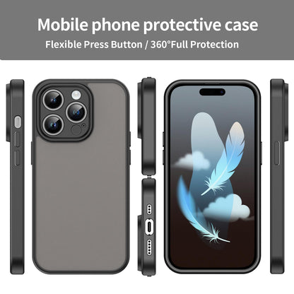 For iPhone 14 Pro Fanying Series Precision Camera Hole PC Hybrid TPU Translucent Frosted Phone Case - Translucent Black - EDA009893401A