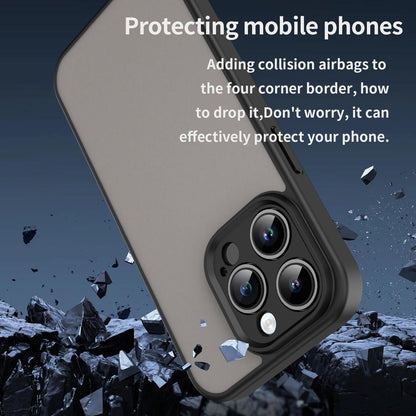 For iPhone 14 Pro Fanying Series Precision Camera Hole PC Hybrid TPU Translucent Frosted Phone Case - Translucent Black - EDA009893401A