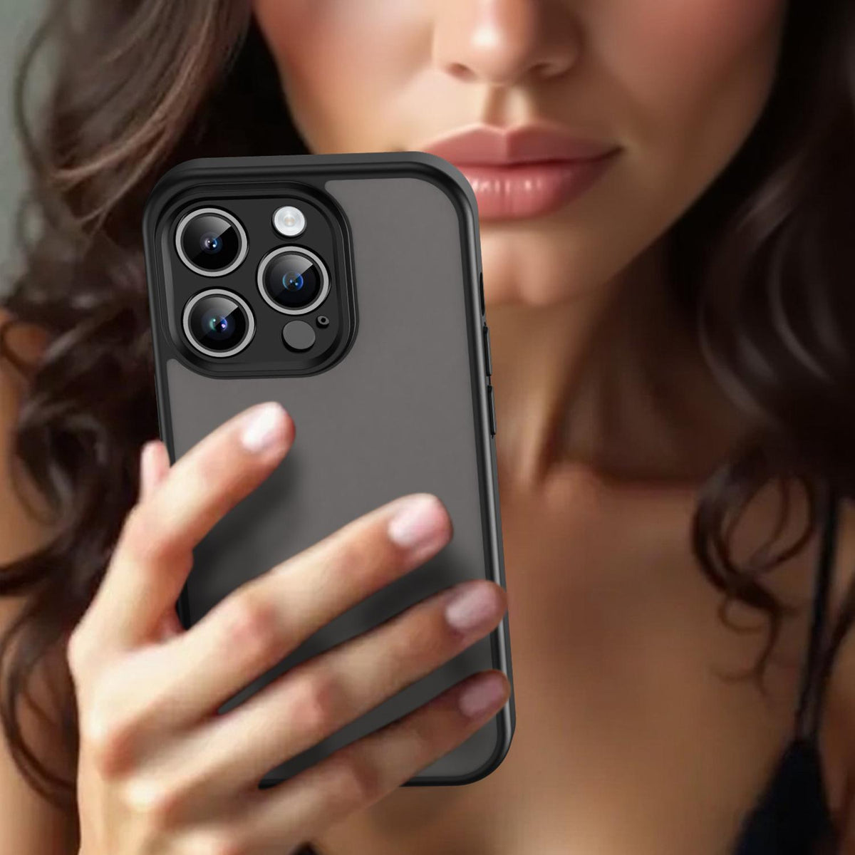 For iPhone 14 Pro Fanying Series Precision Camera Hole PC Hybrid TPU Translucent Frosted Phone Case - Translucent Black - EDA009893401A