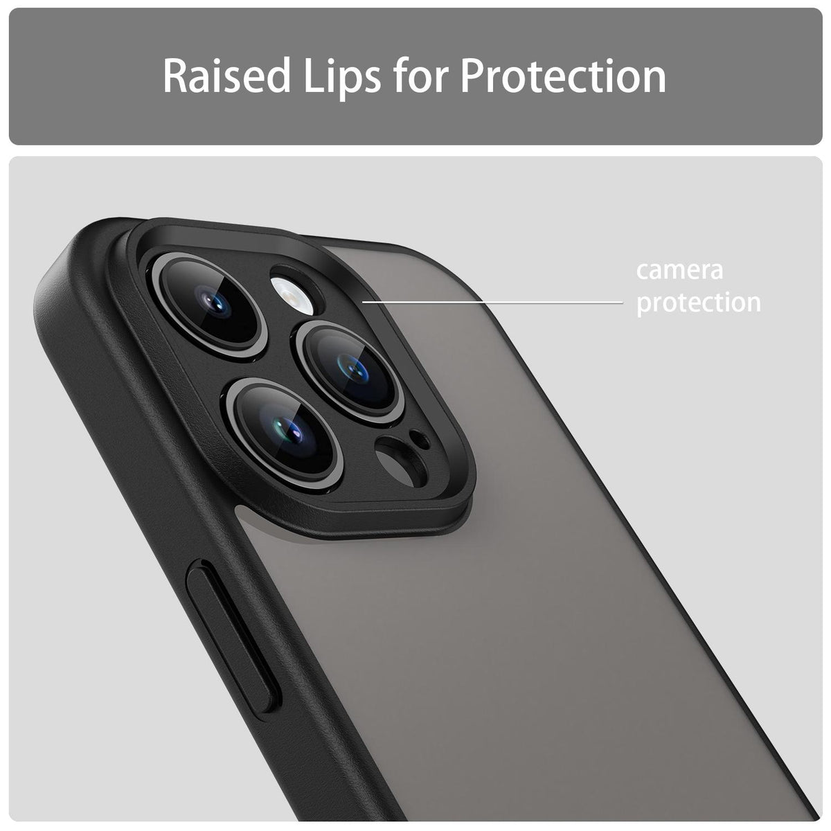 For iPhone 14 Pro Fanying Series Precision Camera Hole PC Hybrid TPU Translucent Frosted Phone Case - Translucent Black - EDA009893401A