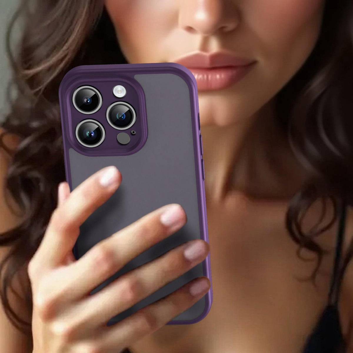 For iPhone 14 Pro Fanying Series Precision Camera Hole PC Hybrid TPU Translucent Frosted Phone Case - Crystal Purple - EDA009893401B