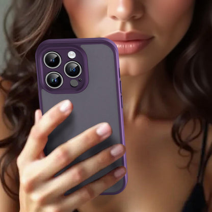For iPhone 14 Pro Fanying Series Precision Camera Hole PC Hybrid TPU Translucent Frosted Phone Case - Crystal Purple - EDA009893401B